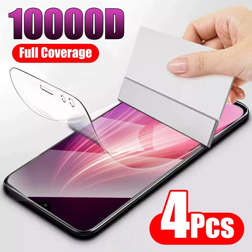 4Pcs Full Cover Screen Protector For Xiaomi Redmi Note 9 8 10 11 Pro Hydrogel Film For POCO F3 M3 M4 X3 Pro NFC Screen Protector