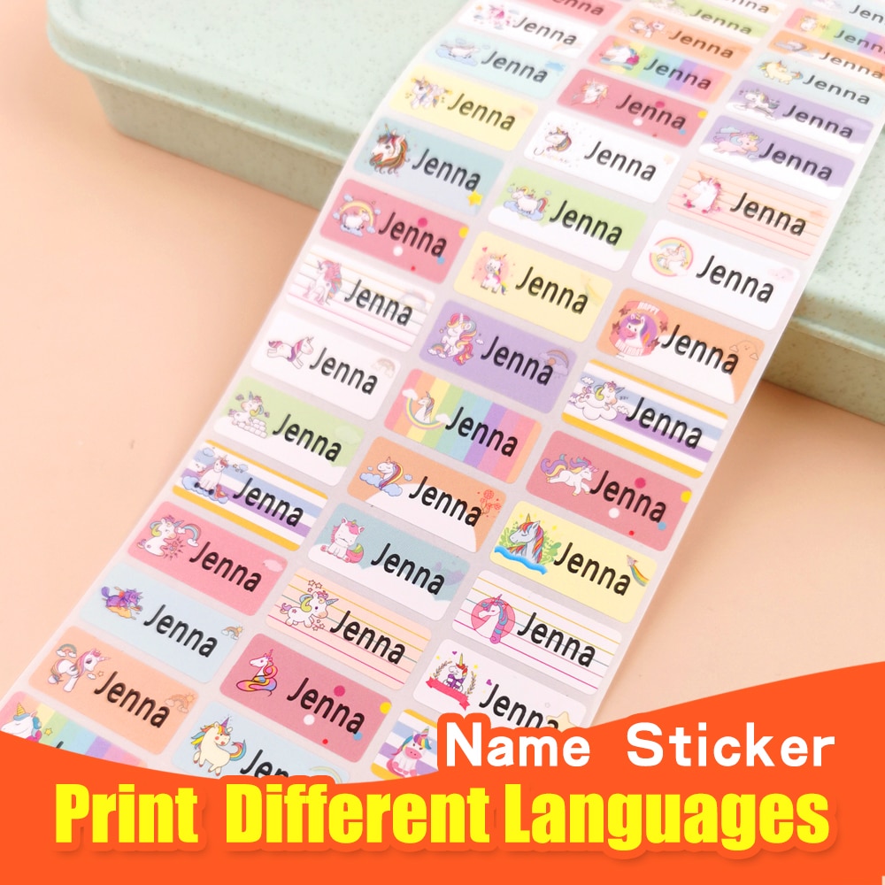 Unicorn Name Sticker Custom Personalized Tag 3size Cartoon Waterproof Decal Label For Children School Office Stationery Stickers