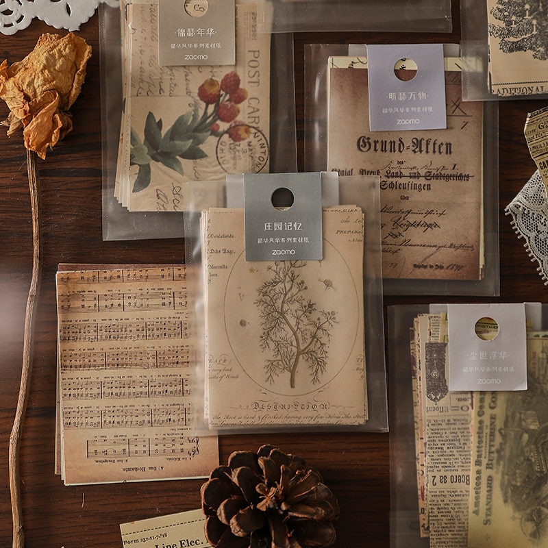 30pcs Vintage old newspaper plants Material Paper Decorative Stationery Scrapbooking Diary Album Lable Junk Journal Planner