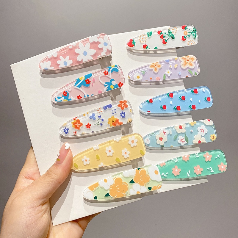 Floral Print Hair Clips For Girl Hair Accessories Children Hair Grips Cute Lovely Kids Hairpins Headdress Hair Pin Headwear