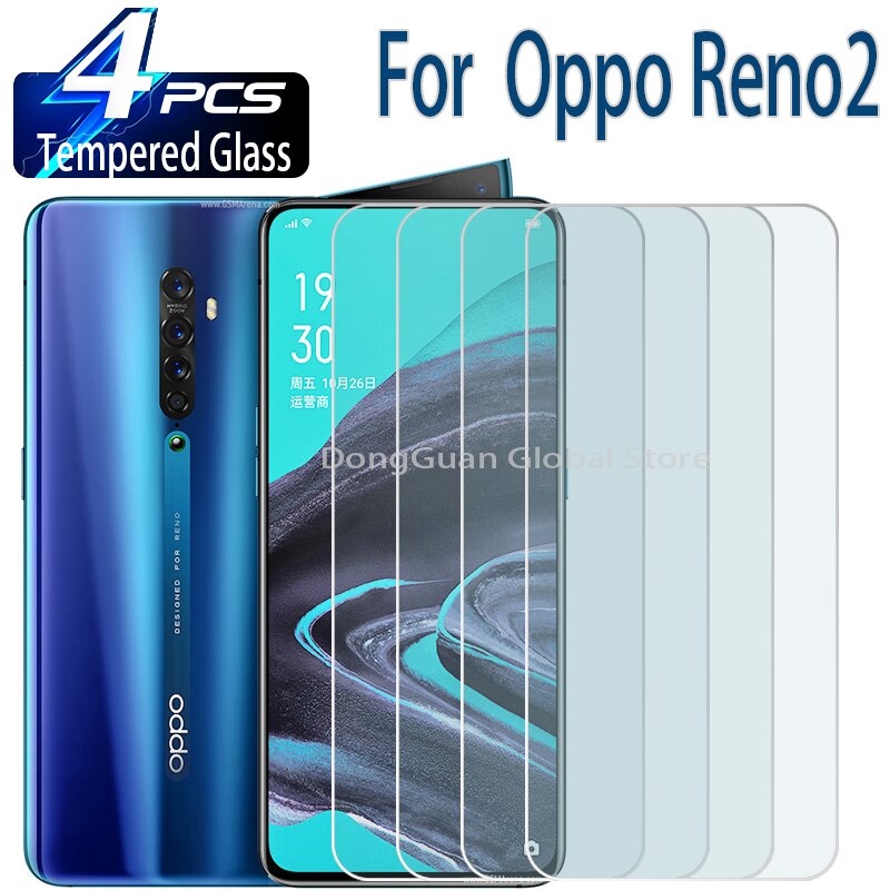 2/4Pcs Tempered Glass For Oppo Reno2 Screen Protector Glass Film