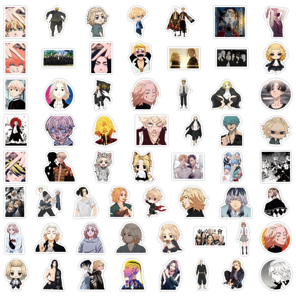 10/60Pcs Japanese Anime Stickers Tokyo Revengers Cartoon Stickers for Skateboard Computer Notebook Car Decal Children's Toy