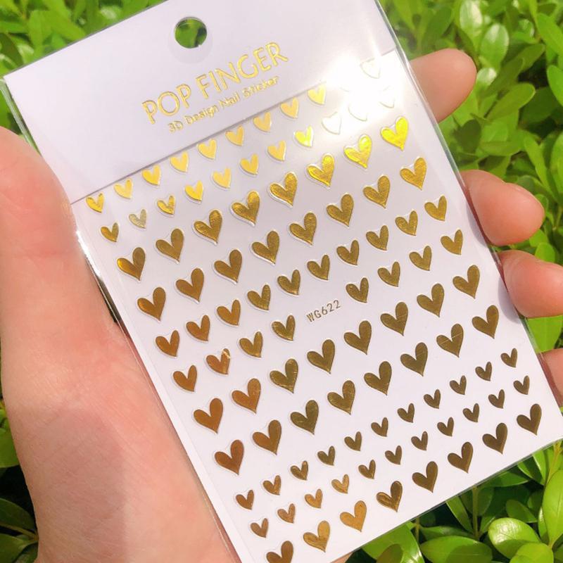 1pc Heart Scrapbooking Stickers 3D Star Self-Adhesive Holographic Laser Nail Art Supplies for Women and Girls DIY Nails Phone