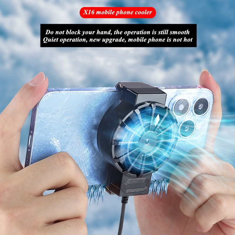 X16 Universal Mobile Phone Radiator Cooling Fan Mini Portable Game Cooler Cell Phone Radiator Heat Sink for IPhone/Huawei/Xiaomi