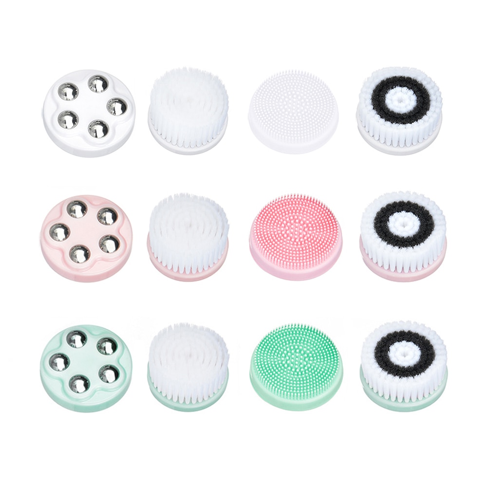 4PCS Replacement Facial Cleansing Brushes Sonic Silicone Heads For Ultrasonic Face Cleaner Electric Machine Deep Wash Massager