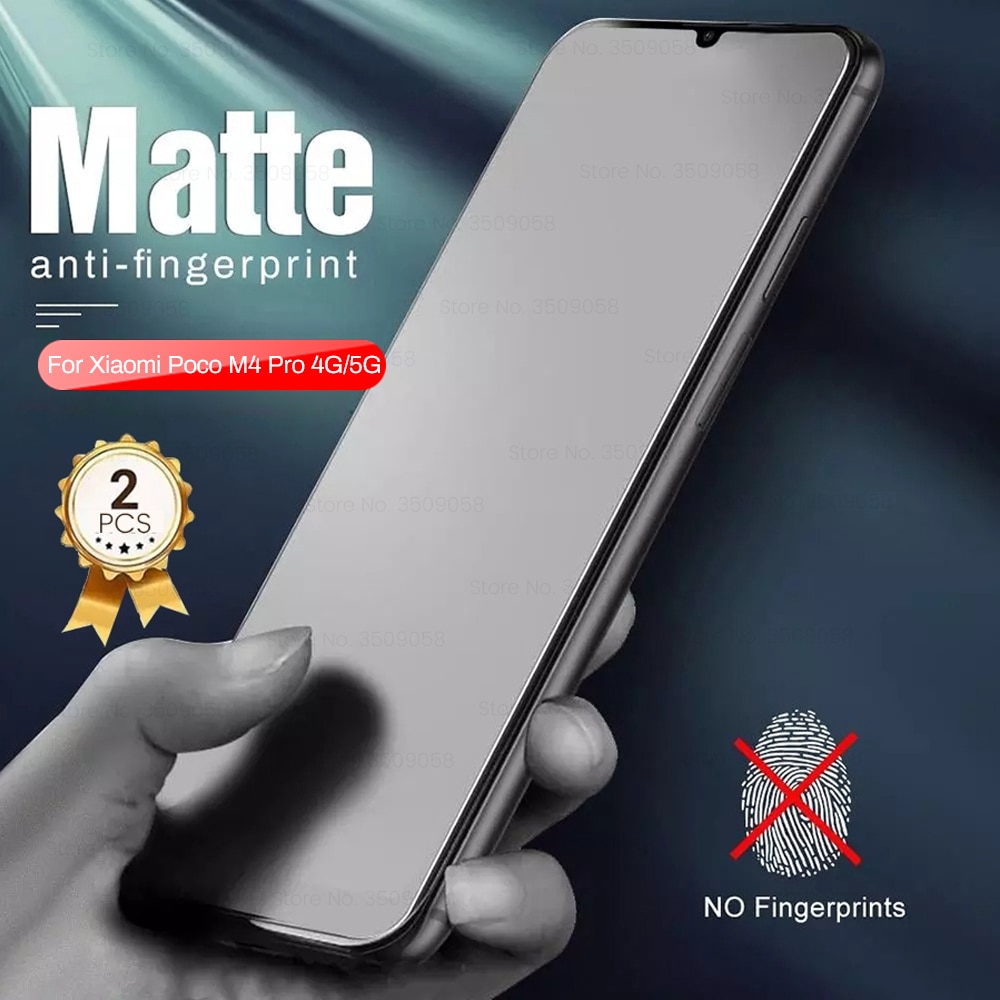 2PCS 9D Matte Frosted Tempered Glass for LittlePoko Poco M 4 M4 Pro M4Pro 4G 5G NFC Anti Fingerprint Screen Protector Film Cover