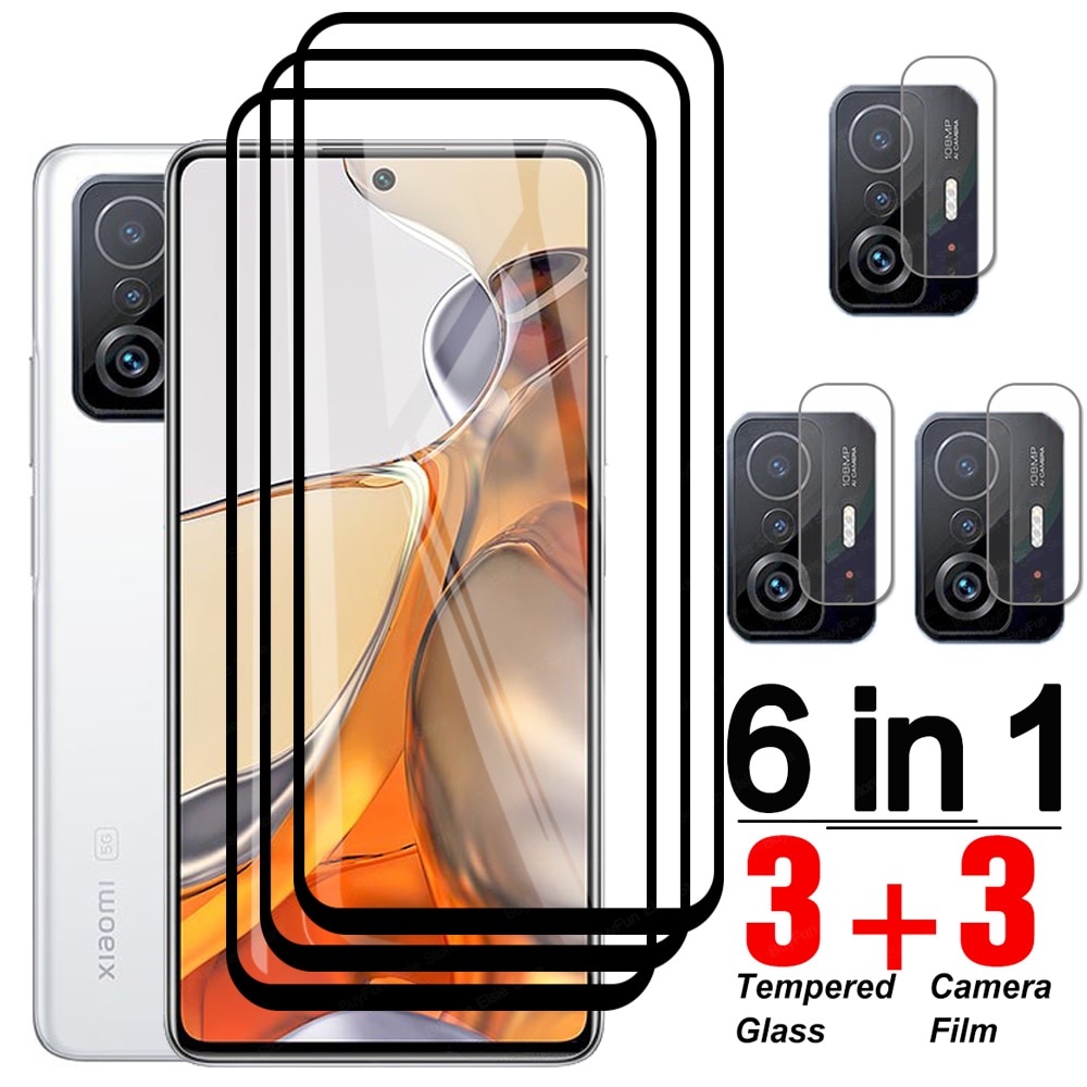 6in1 Tempered Glass For Xiaomi 11T Pro Screen Protector Film For Xiomi xiami 11t 11tpro 11t pro pto Protective Glass