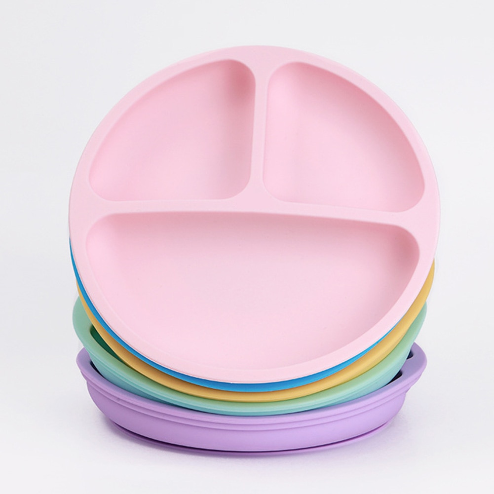 Baby Silicone Plate Non-Slip Suction Toddler Dining Dishes Training Feeding Bowl Solid Feeding Dish Dinnerware