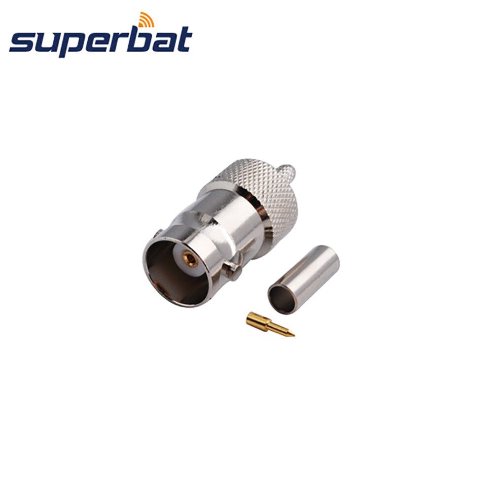 Superbat BNC Crimp Female Connector with Double pin for Coaxial Cable RG316 RG174 LMR100 RG188