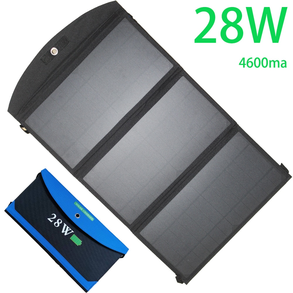 Solar Panel 5V 28W Dual USB Output Outdoor Folding Solar Charging Panel Mobile Power Phone Folding Charging Bag Solar Charger