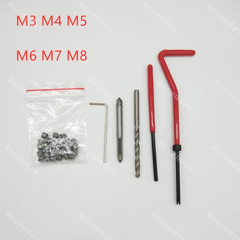 25 Piece thread repair recoil plug-in installation kit tool drill tap M3 M4 M5 M6 M7 M8 Helicoil Car Pro coil drill tool