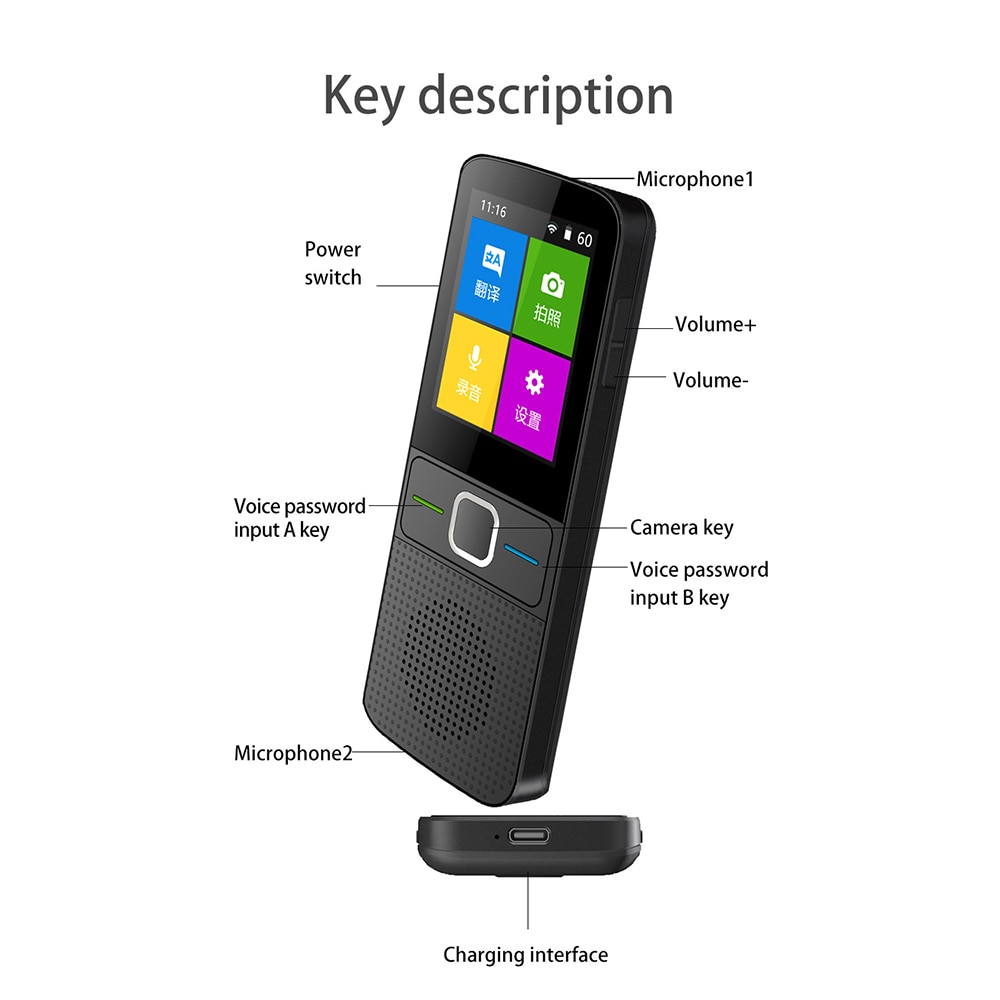 2022 T10 Offline Voice-Translator Smart Portable 137 Language Real-time Translator Without Internet Inter-Translation Machine