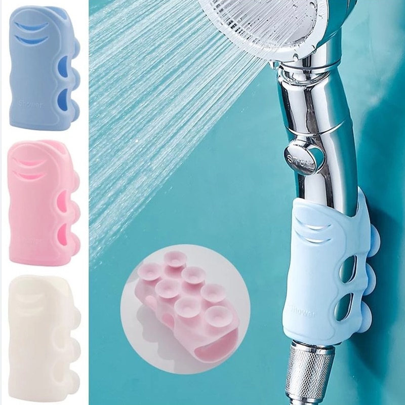 2pcs Strong Shower Head Holder Durable Removable Silicone Shower Handheld Wall Mount Suction Cup Shower Bracket Bathroom Gadget