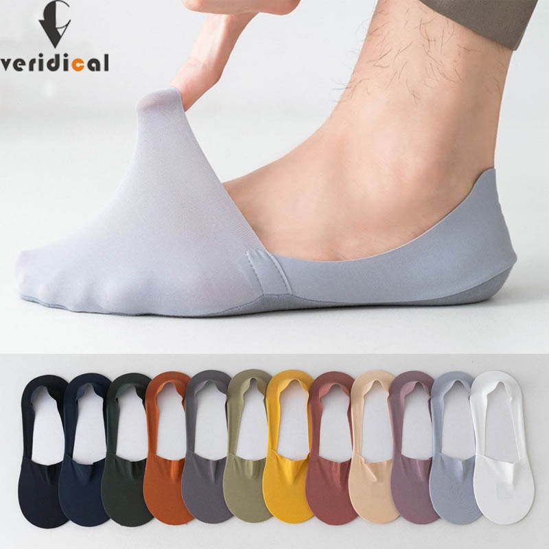 2 Pairs Men's Summer Thin Casual Socks Male Invisible Low Cut Non-slip Sock Lot Sewing Mesh Breathable Comfortable Cotton B