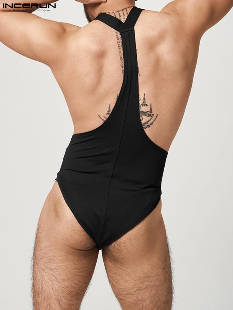 INCERUN 2022 Fashion Men Sexy Leisure Onesies Stylish Comfortable Male Hot Sale Loungewear Button Up Sleeveless Bodysuits S-5XL