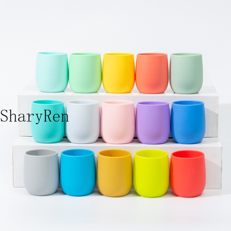 Solid Color Baby Silicone Cup Baby Learn To Drink Cup Kids Feeding Cup Infant Toddler Tableware Drinking Cup Feeding Accessories