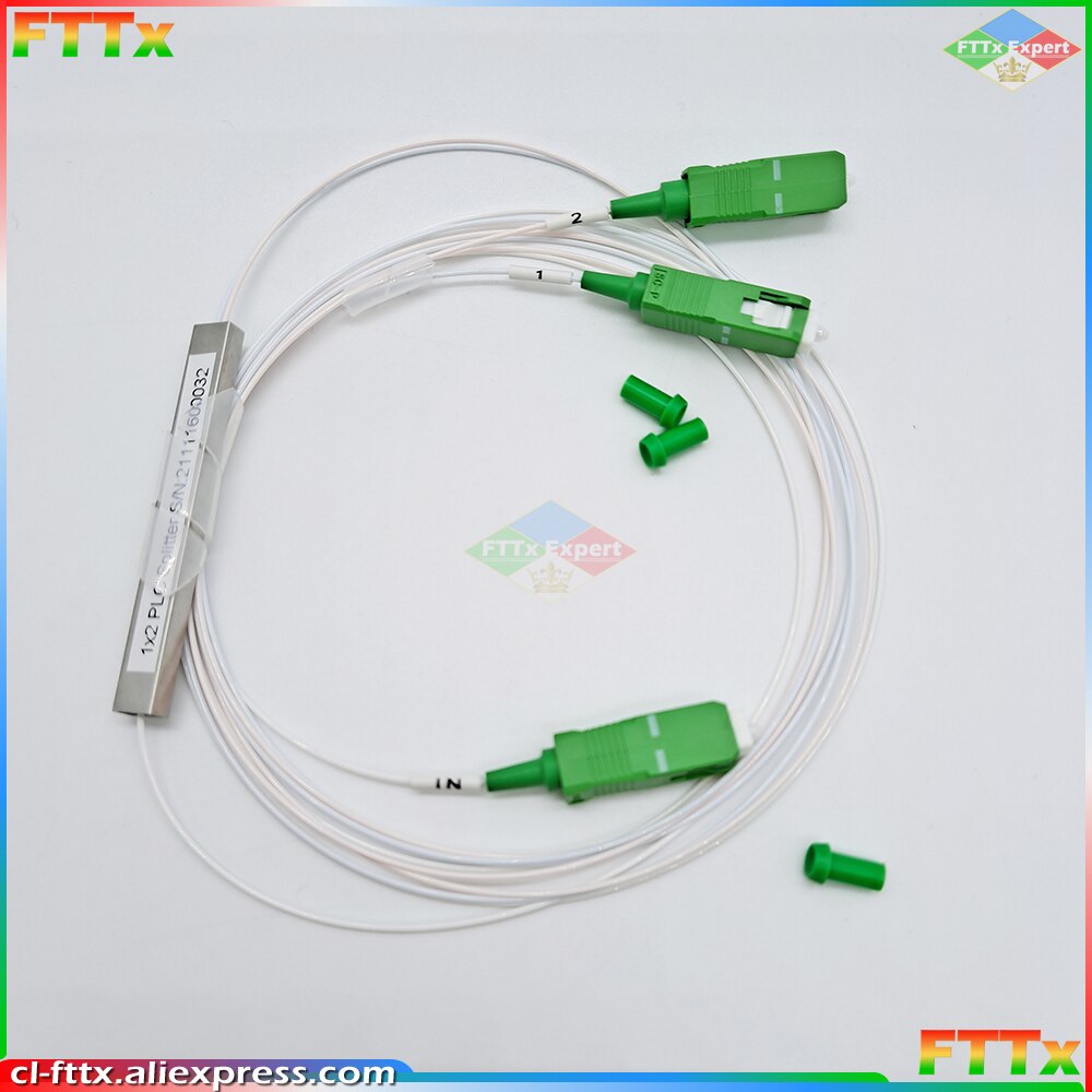High Quality Fiber Optical PLC Splitter SC APC 1 : 2 Mini steel tube type 1x2 0.9mm Fiber Opitc Splitter SC/APC Connector
