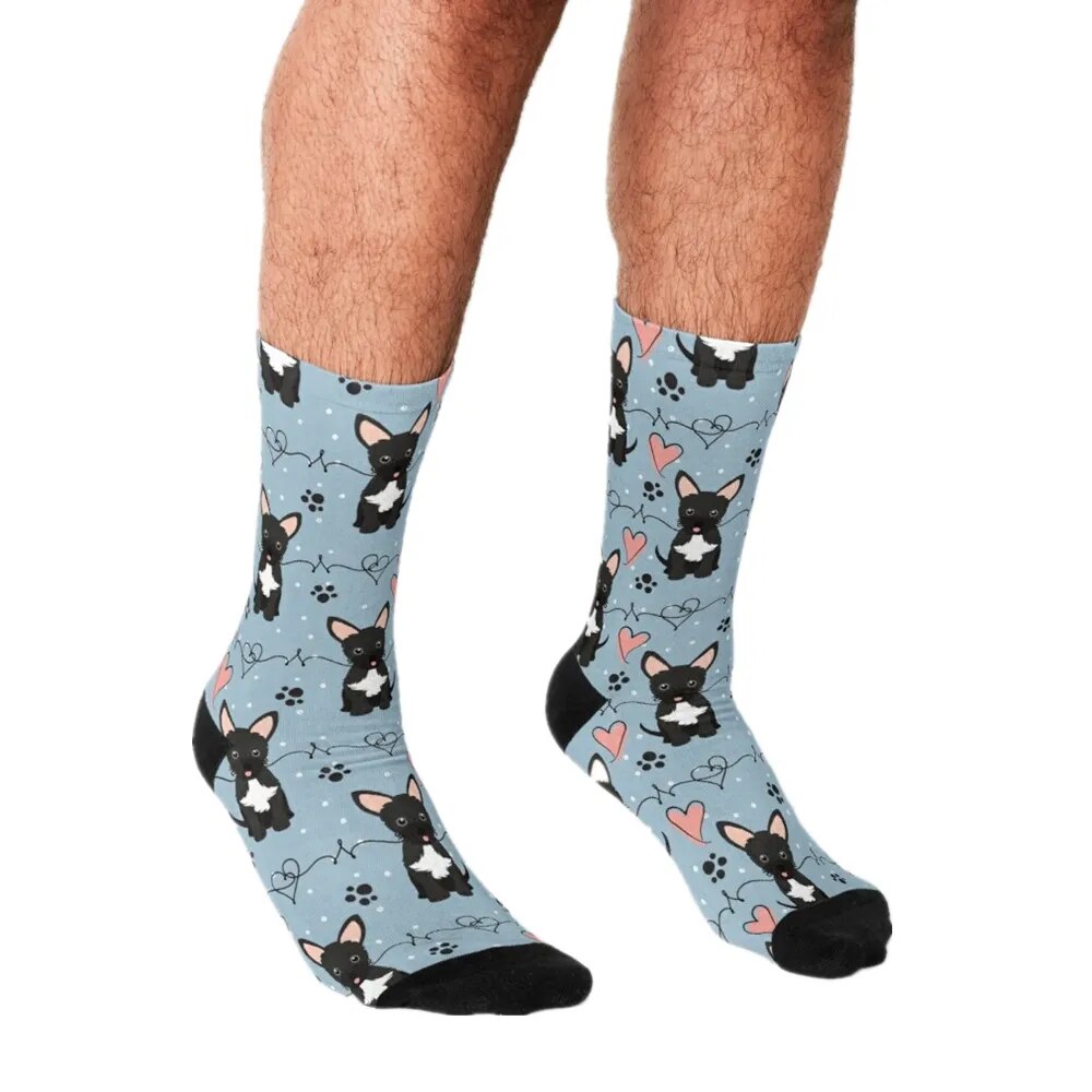 Men's Funny socks Love Black Chorkie Chihuahua Yorkie mix Socks harajuku Men Happy hip hop boys Crew Casual Crazy Socks for