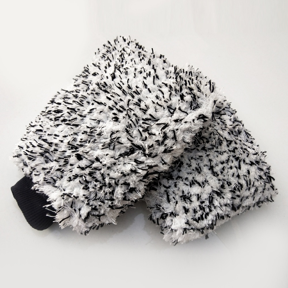 1pc Double-sided car thickened plush car wash gloves microfiber absorbent cleaning coral fleece large car wash gloves dusting