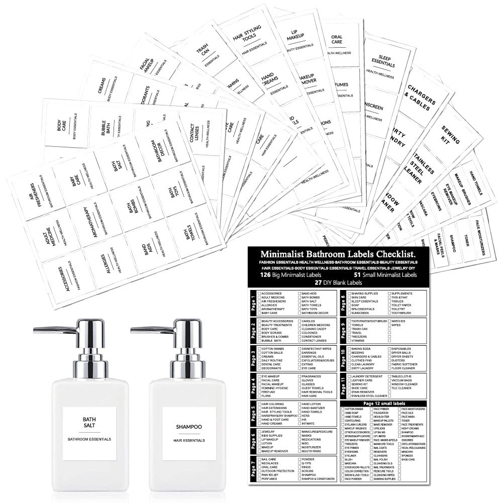 8/13Pcs Label Sticker Bathroom Shower Shampoo Body Wash Conditioner Labels Printed Transparent Soap Dispenser Sticker
