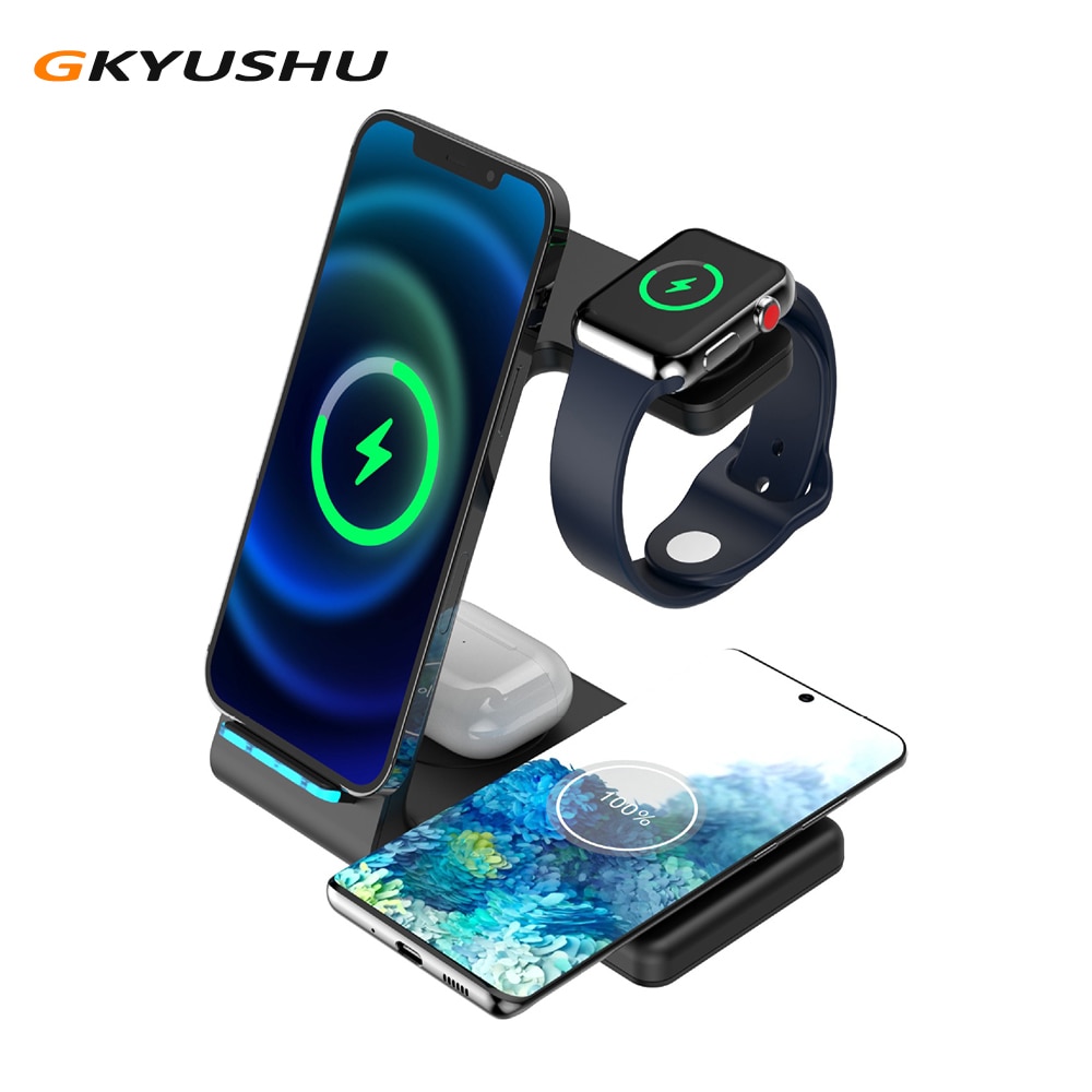 Magnetic 4 in 1 Wireless Charger Samsung Apple Huawei Watch Mobile Phone Accessories Integrated Wireless Charger