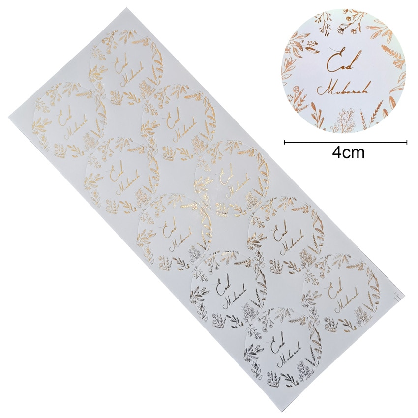 Ramadan Lable Decoration EID Mubarak Paper Sticker Gold Foil Gift Label Seal Sticker Islamic Muslim Eid al-fitr Decor Supplies