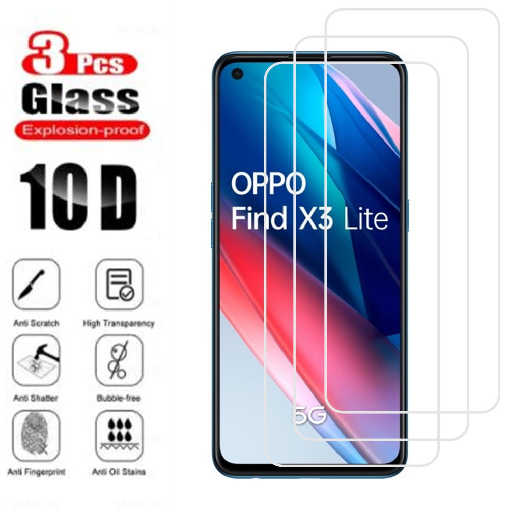 3pcs Original Protection Tempered Glass For OPPO Find X3 Lite 6.43" CPH2145 Reno5 5G Screen Protective Protector Cover Film