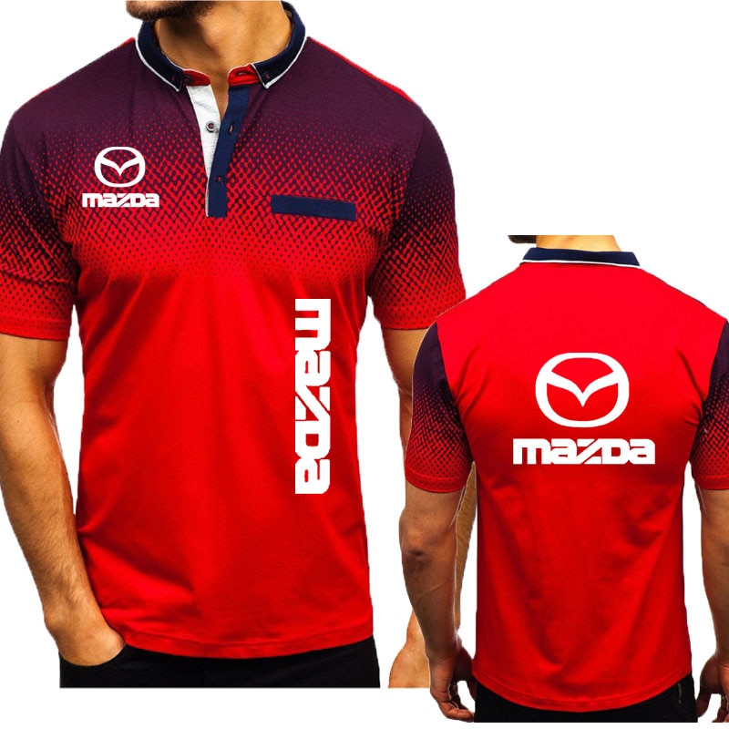 Summer oversized men's polo shirt Mazda car logo print Harajuku Business Casual Men's Polo Shirt 100% cotton Polo Top