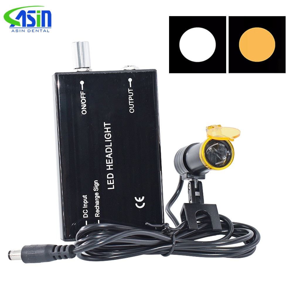 LED Headlight for Dental Loupe Spotlight Illuminator with Glasses Clip for Medical Beauty Surgery Oral Cavity Dentist Surgery
