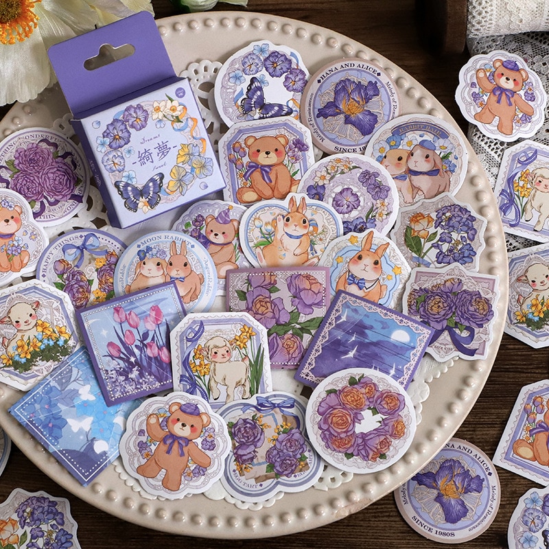 MOHAMM 46 PCS Flower Animal Sticker for Scrapbook Diary Notebook Planner Seal DIY Decoration Supplies