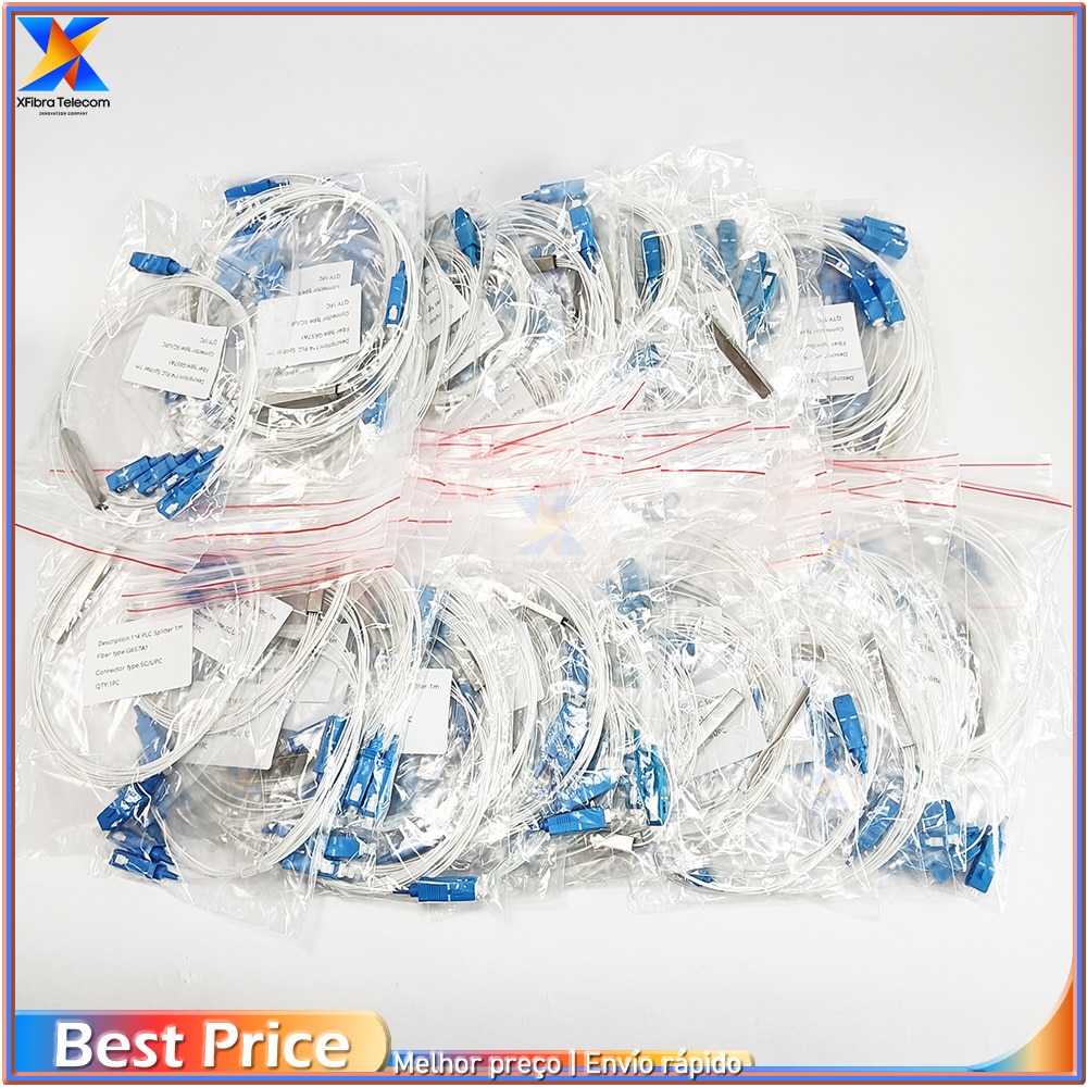 5pcs 1x4 SC UPC Single Mode Fiber Optical PLC Splitter SC UPC Single Mode Fiber Optical FTTH 0.9mm Mini PLC Splitter