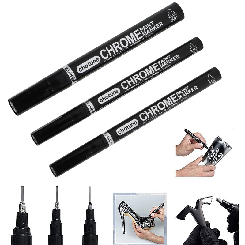Chrome Silver Marker DIY Paint Marker Mirror Liquid Chrome Finish Metallic Water UV Resistant Supplies Craftwork Pen Accessories