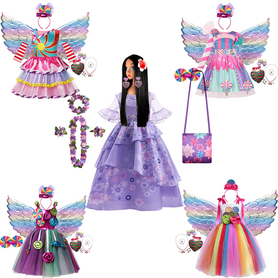 Encanto Candy Isabella Madrigal Cosplay Costume For Girls Kids Clothers Christmas Fancy Princess Dress Carnival Party Clothing