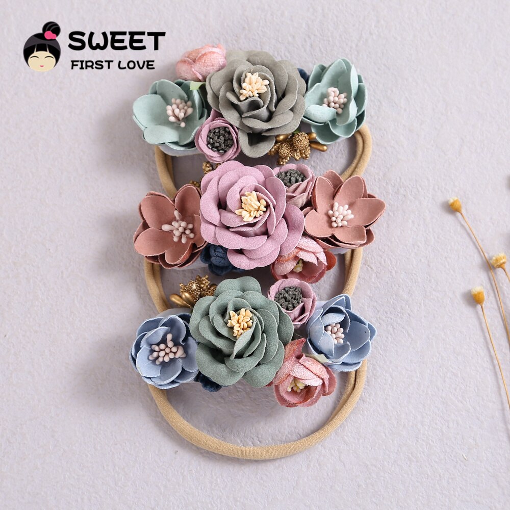 Baby Flower Headband Chiffon Floral Baby Girl Head Headbands Newborn Kid Elastic Hair Bands For Children Hair Accessories