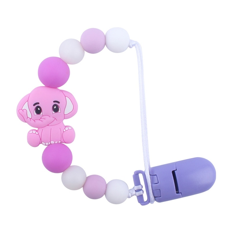 Q1FE Cute Animal Silicone Pacifier Clip for Babies Girls Boys Infant Teething Soothie Toy Cartoon Pacifier Chain Holder Teether