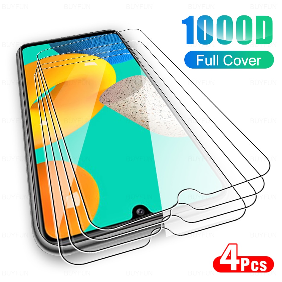 4Pcs Full Coverage Protective Glass For Samsung Galaxy M32 4G M32 5G M 32 On For Glas Screen Protector Tempered Film SM-M325FV