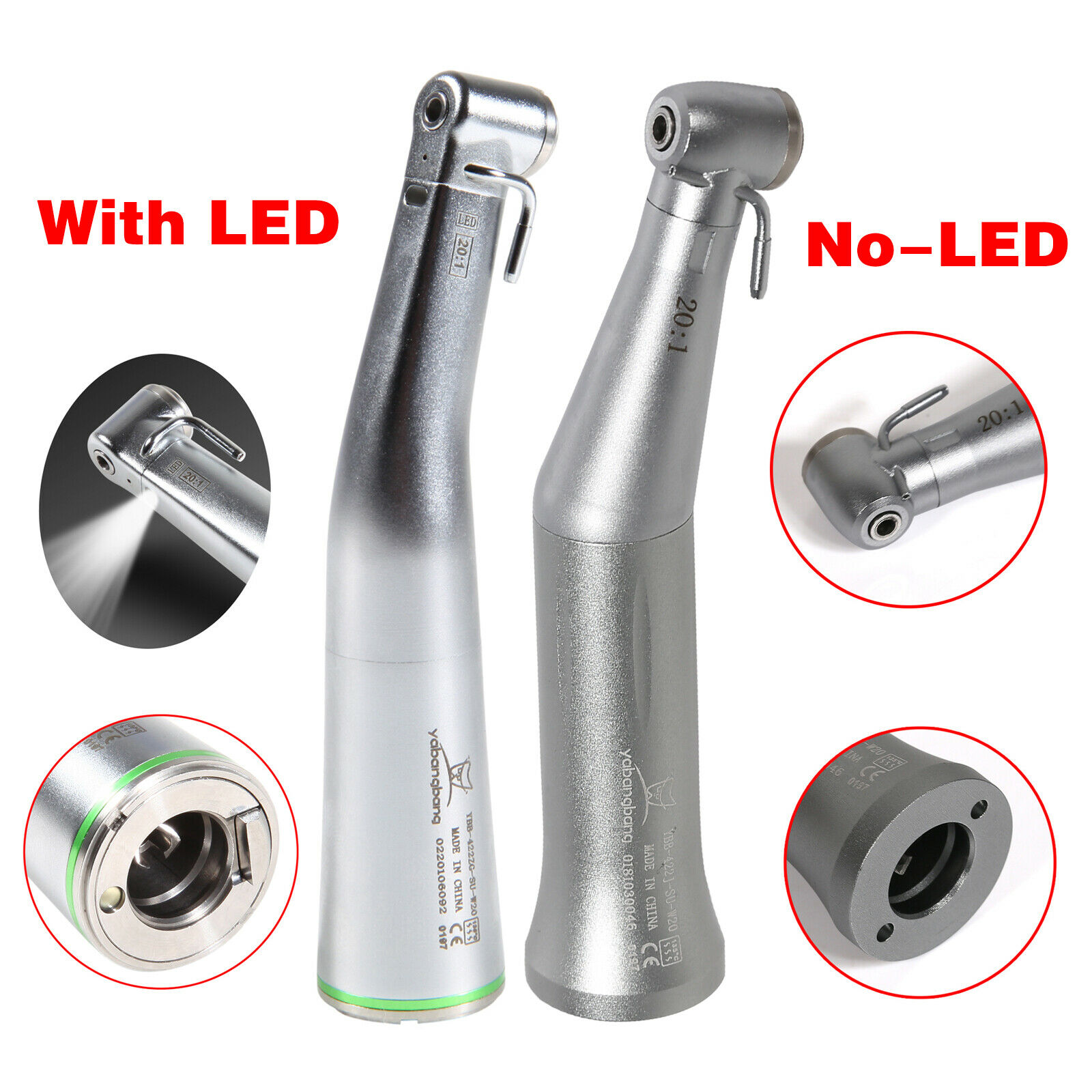 Dental 20:1 Reduction Implant Fiber Optic Push Button Contra Angle (LED) Handpiece Fit NSK