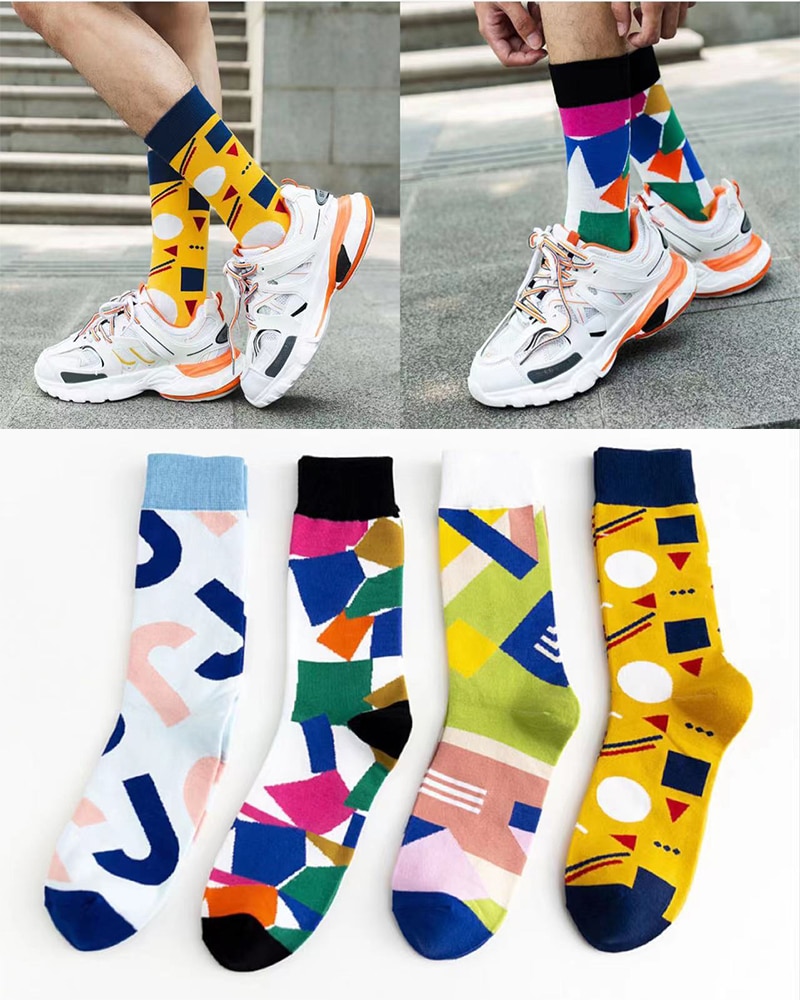 New Men's Socks European and American Fashion Street Socks Large Size Medium Tall Men's Socks