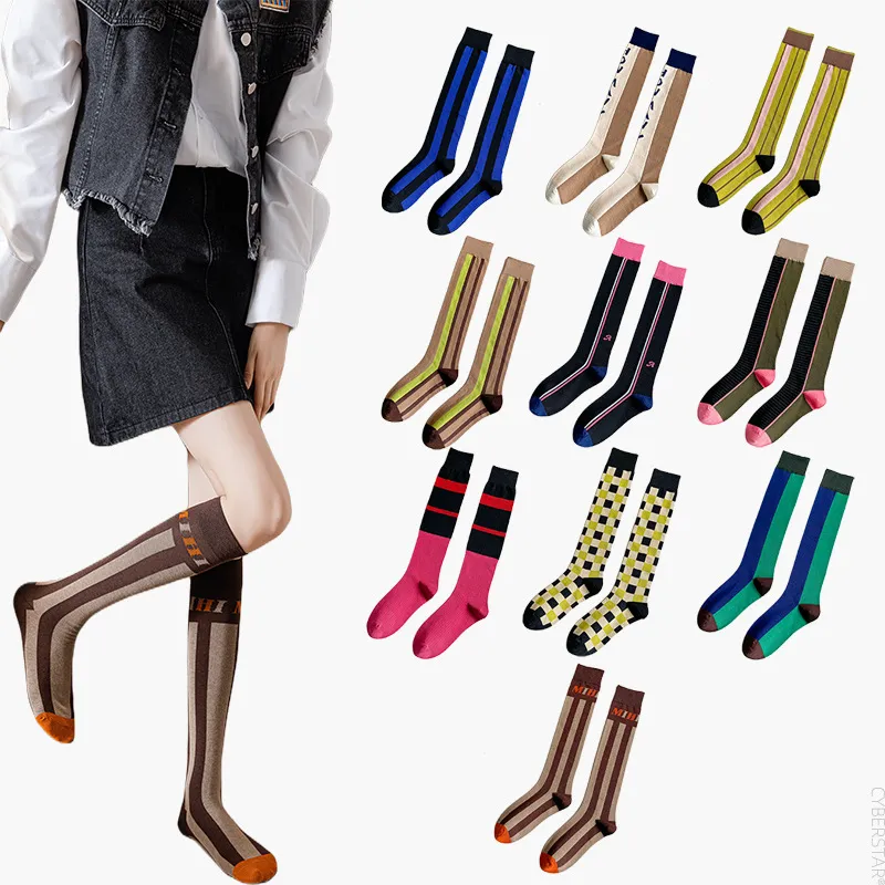Spring New Line Stockings Fashion and Personality Fashion Socks Calf Knee Length Socks