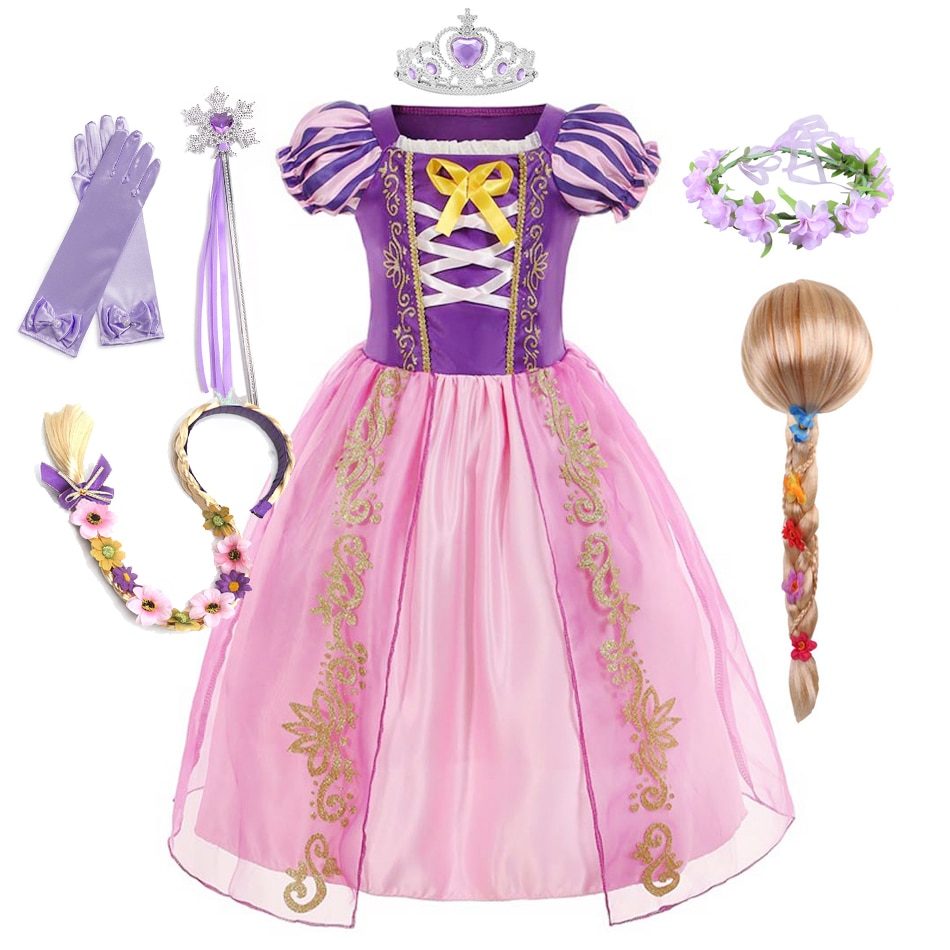 Girls Rapunzel Dress Kids Princess Tangled Cosplay Costume Baby Halloween Cosplay Children Christmas Carnival Costume Fancy