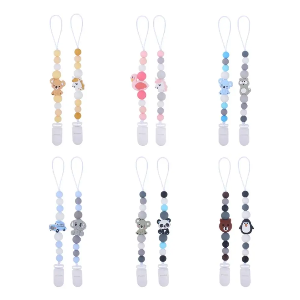 2pcs Baby Handmade Pacifier Chain Clip Dummy Nipples Holder Clips Babies Silicone Teething Chain Toy Gifts For Baby Accessories