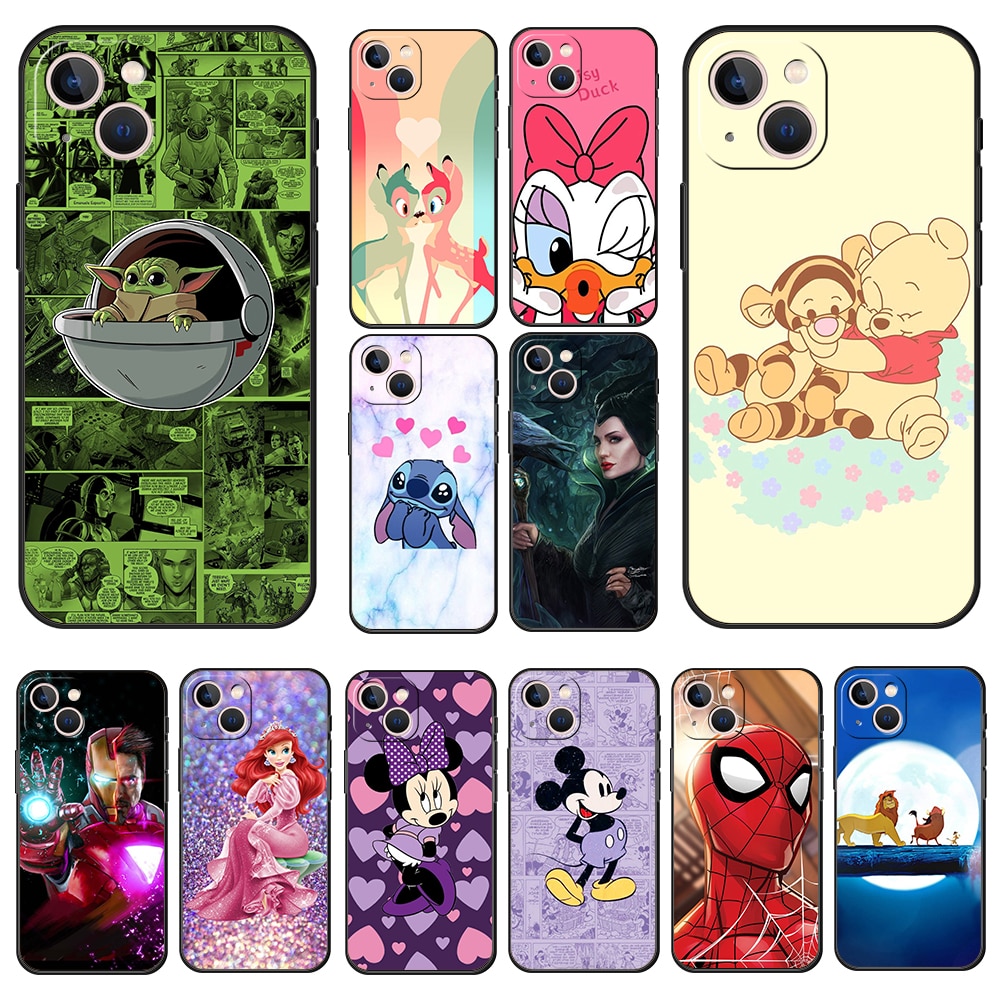 Disney DIY Customized Black Case and Transparent Shell Anime Princess LOGO For iPhone For Samsung For Xiaomi Redmi For Huawei