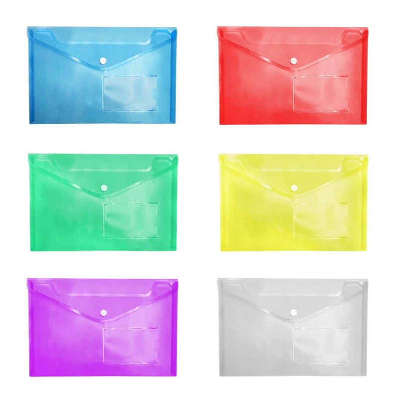 Transparent A5 Folders File Bag Document Hold Bags Folders Paper Storage Office School Supplies Button Information Portfolio