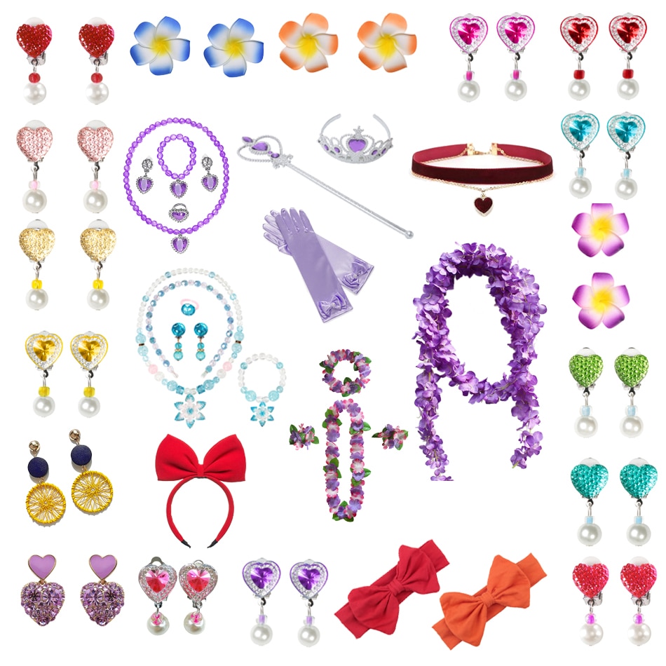 Encanto Isabella Mirabel Girls Princess Accessories Kids Earrings Necklace Headband Wreath Dolores Cosplay Tiara Birthday Gifts