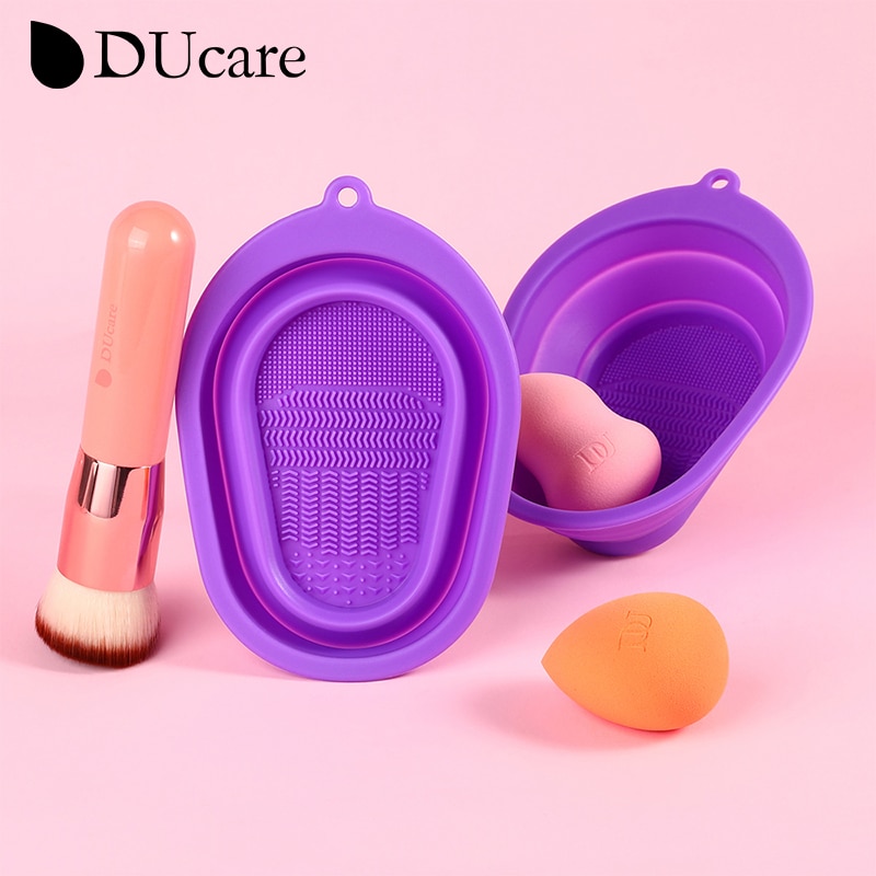 DUcare Wash Makeup Brush Cleaner Folding Bowl Washing Powder Puff makeup accessories Silicone Scrub Pad Cleaning Pad makeup tool