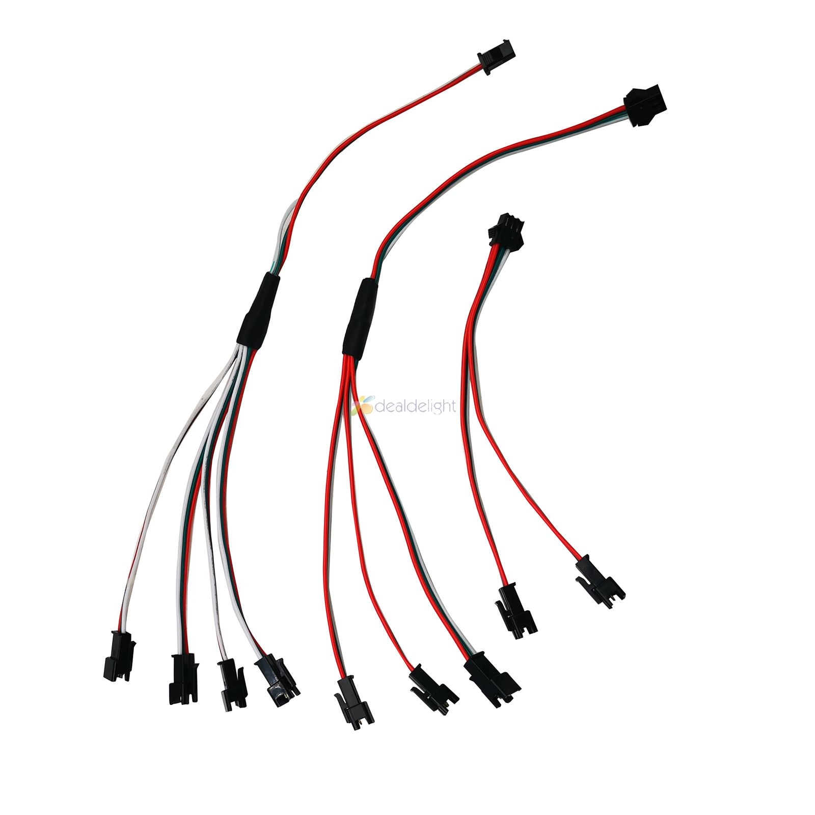 2pcs 3Pin 4Pin SM Splitter 1 To 2 3 4 LED Connector JST Male Female Connector Wire Cable For WS2812 WS2811WS2801 Led Strip