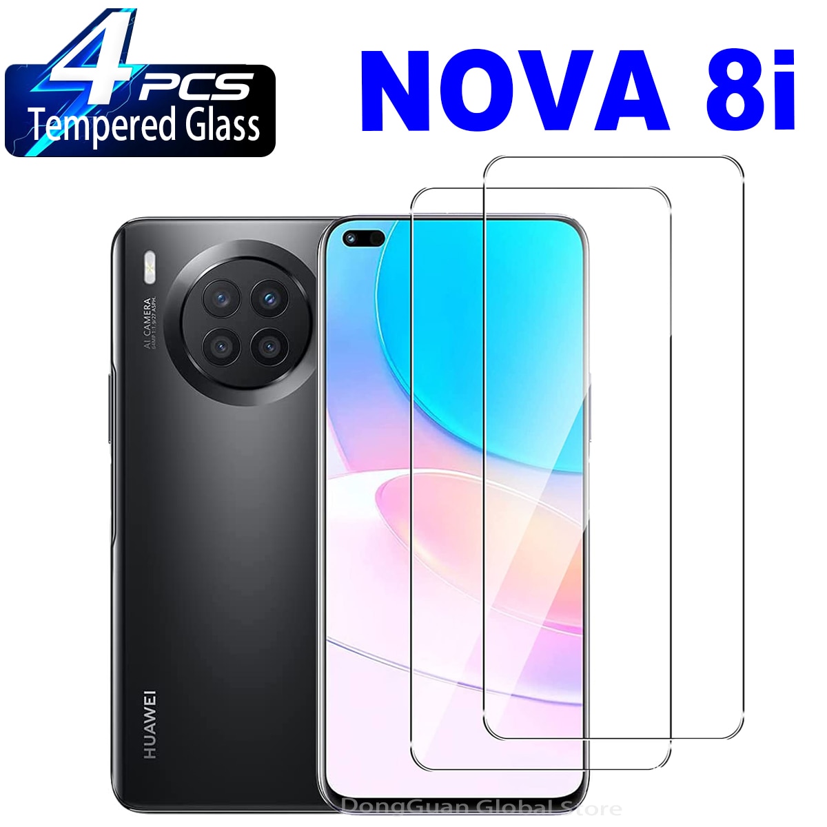2/4Pcs 9H Tempered Glass For Huawei Nova 8i Screen Protector Glass Film