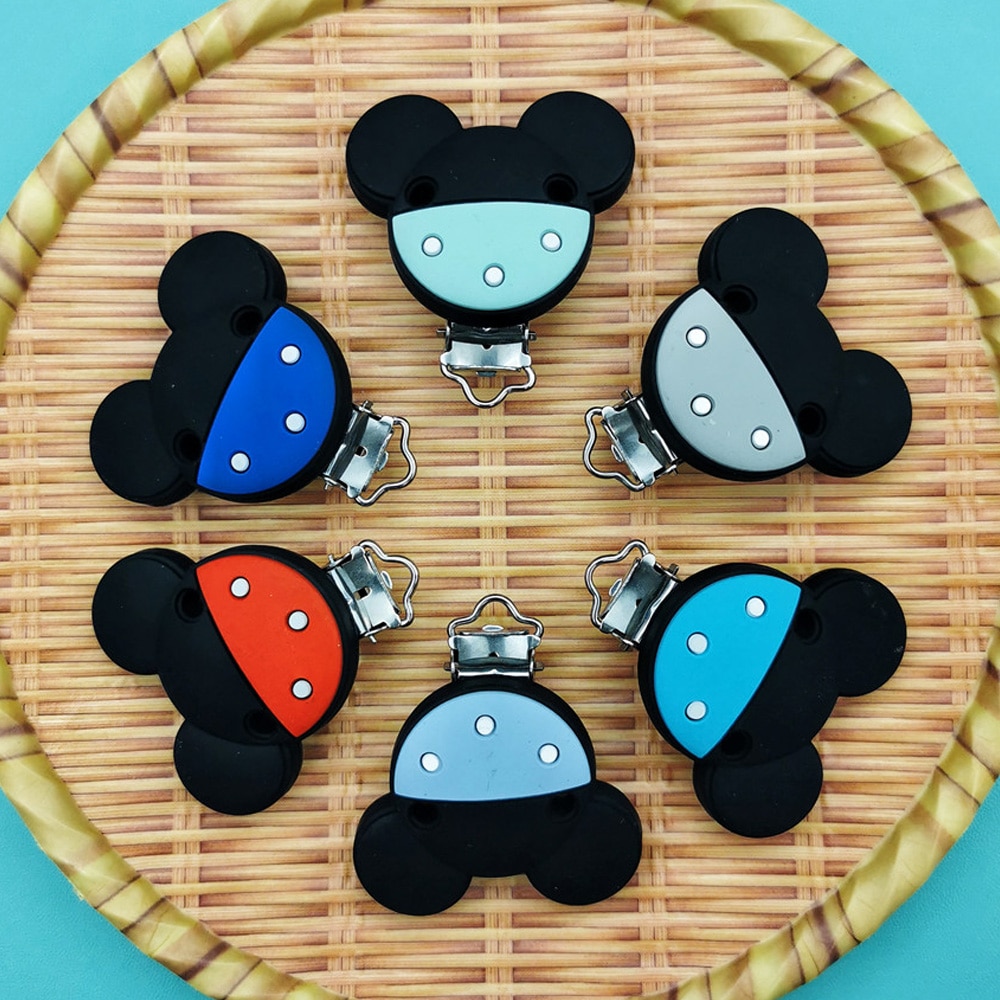 47*53mm 5PC/lot Silicone Cartoon Clips Baby Teething Pacifier Chains Necklace Accessories Components Anti-drop Kawaii Gifts
