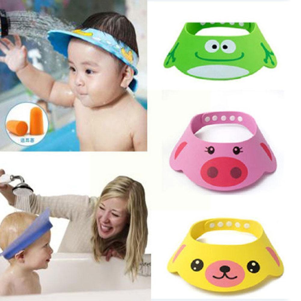 3 Color Baby Shower Cap Adjustable Hair Wash Hat For Kids Ear Protection Safe Children Shampoo Bathing Shower Protect Head C7G2