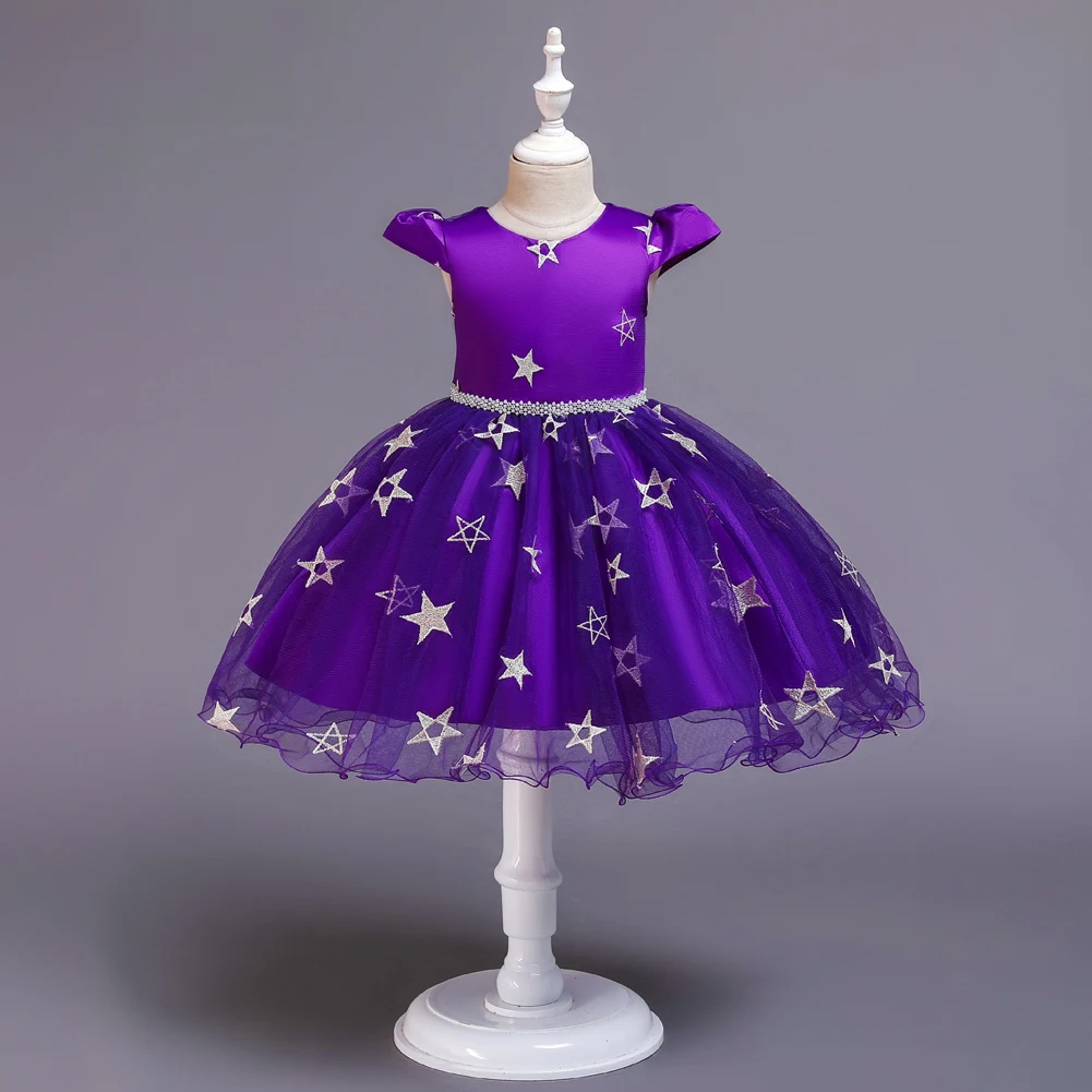 Dress Girl 5 Colors 80cm-150cm Gauze Skirt Baby Halloween Day Princess Vestidos Wedding Party Short Sleeve